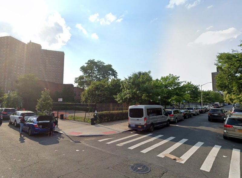 The crash scene is adjacent to the Carter G. Woodson Children's Park and Public School 150 Christopher