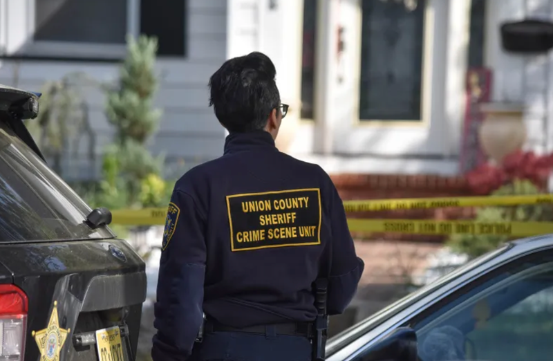 Officers at the scene of the crime on April 20, 2023.