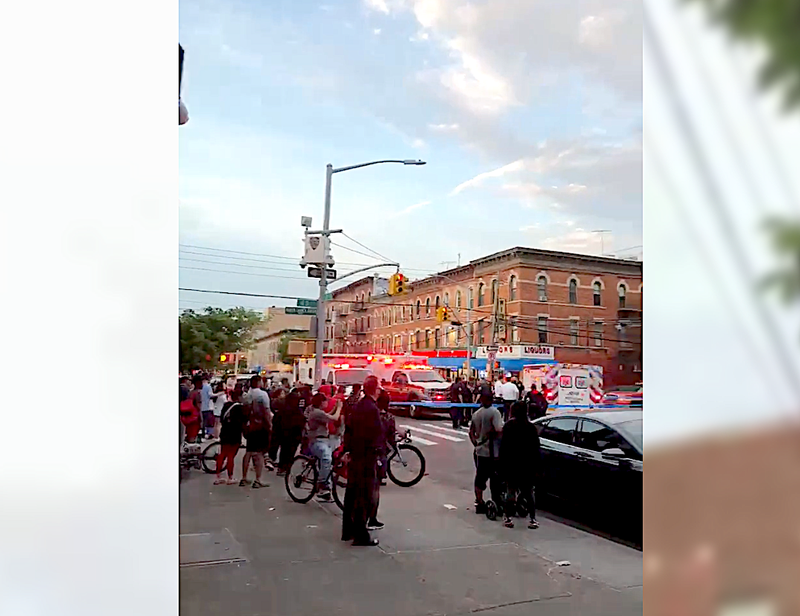 Emergency responders at the scene of the stabbing in Sunset Park around 8 p.m. Tuesday