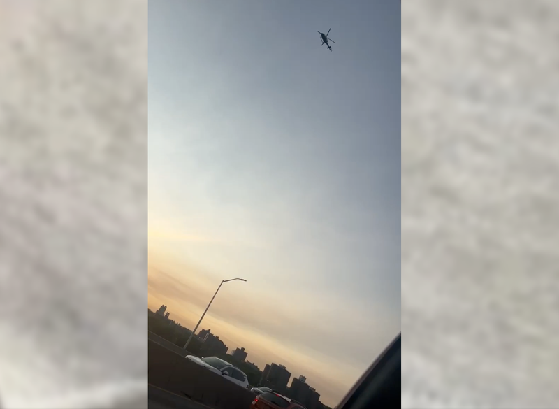 An NYPD helicopter was searching the Harlem River on Tuesday