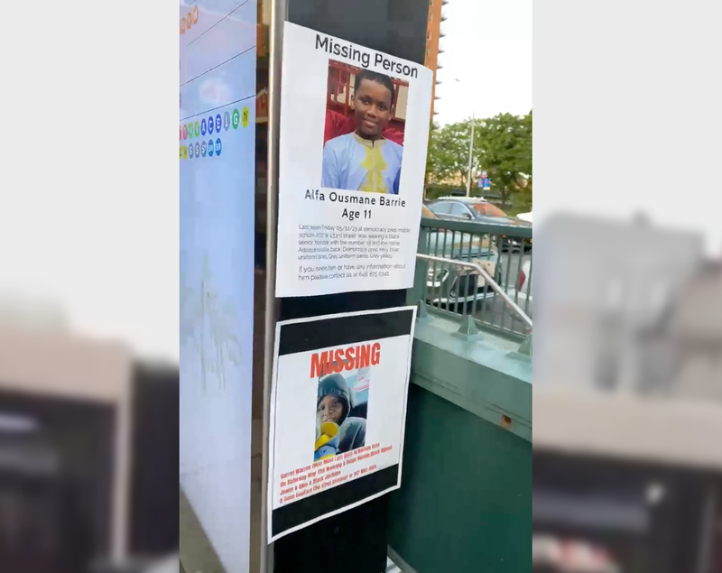Missing persons flyers were put up for Garrett Warren, 13, and Alfa Barrie, 11, in Harlem this week