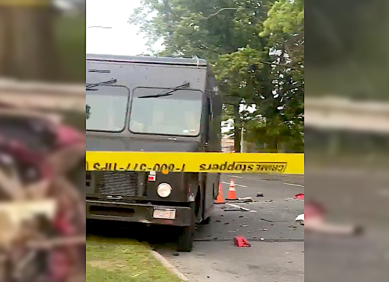 The UPS truck was parked on the side of North Conduit Avenue when the BMW crashed into the back of it just before 6:45 p.m