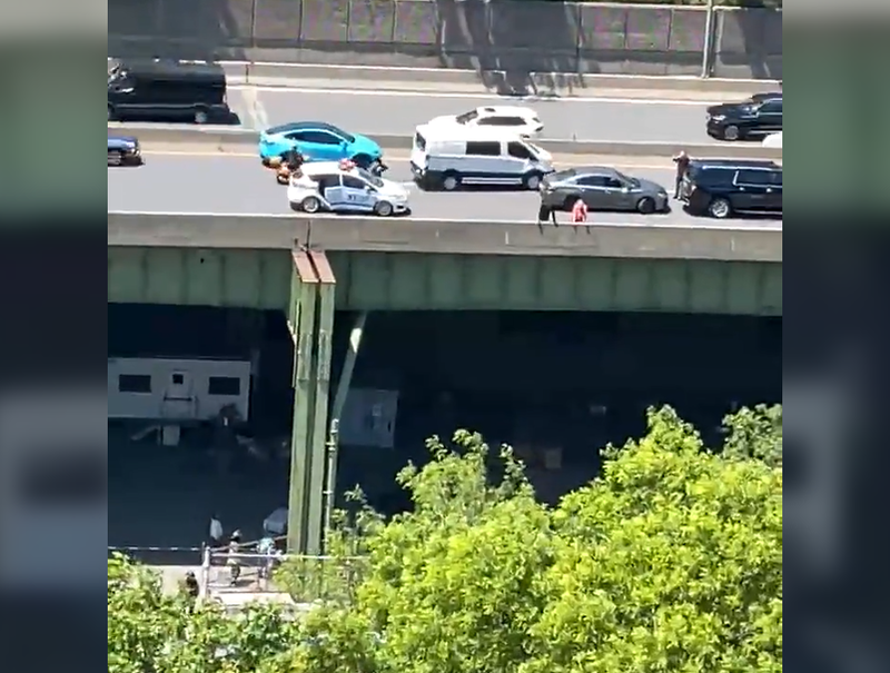 Traffic slowed to a crawl as police responded to the area where the driver flipped his car.