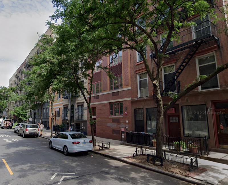 The area on East 10th Street where a man was stabbed to death Saturday night.