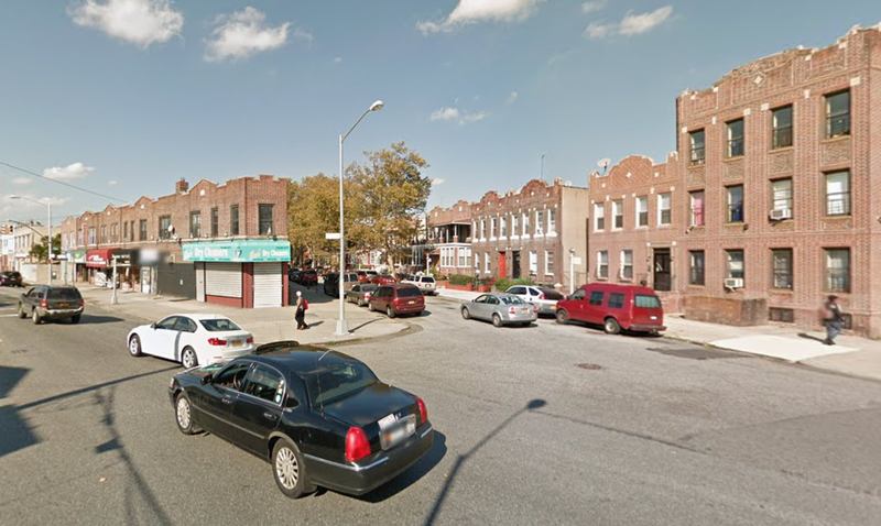 The section of East 98th Street where a man was shot multiple times on Saturday.