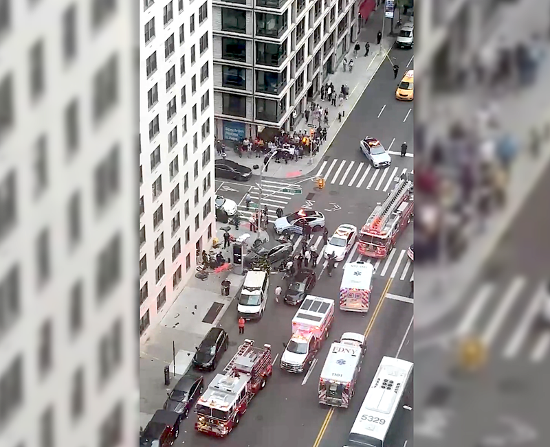 The chaotic crash unfolded around 7:30 p.m. Sunday as a Hyundai Sonata driver was traveling at a high rate of speed up Third Avenue
