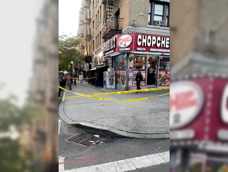 Police tape blocked off Chop Cheese Deli 2 at W. 162nd Street and Broadway after the shooting.