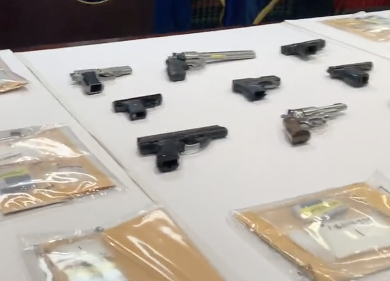 Firearms seized as part of a million-dollar drugs and weapons bust.