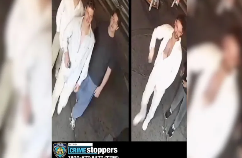 Cops released images of three men they're searching for after Pride flags were destroyed near the Stonewall Inn on June 10, 2023. Photo credit NYPD