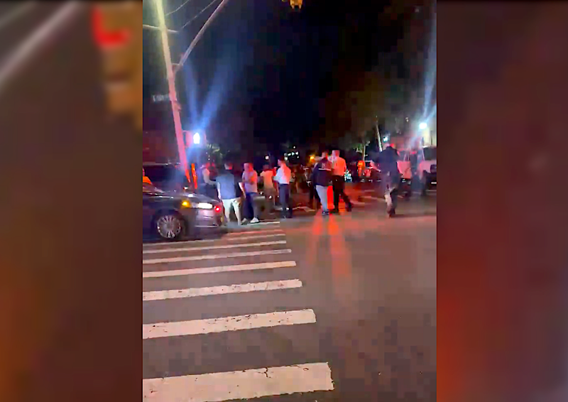Police at the scene of the shooting on Monday night