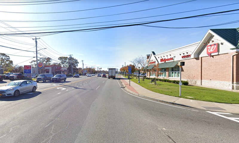 The section of Montauk Highway where a homeless man was struck and killed by two different hit-and-run drivers.