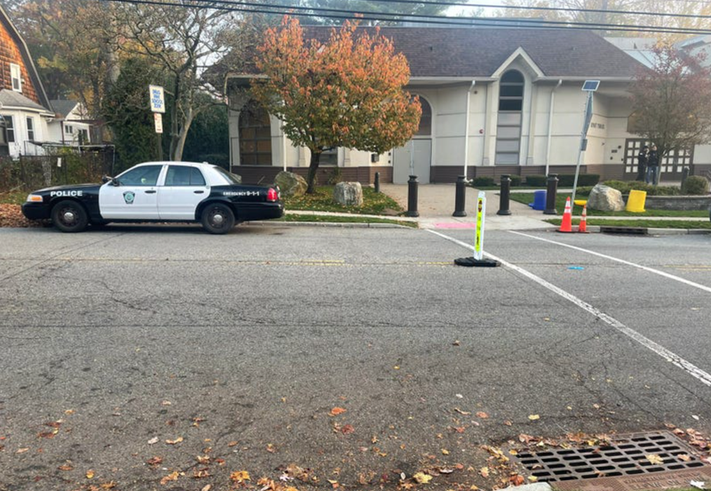 Police were stationed outside of a synagogue in Teaneck, New Jersey, on Nov. 4, 2022.
