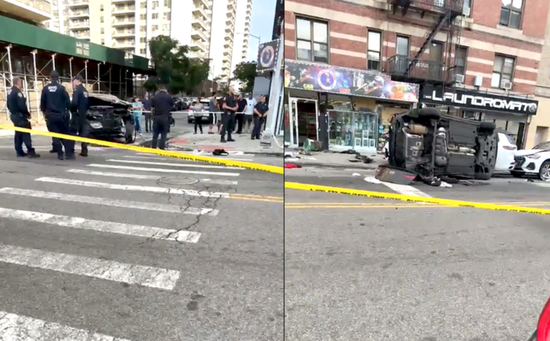 Multiple totaled vehicles were spotted at West 179th Street and Audubon Avenue as police investigated the 6:30 a.m. crash in Washington Heights.