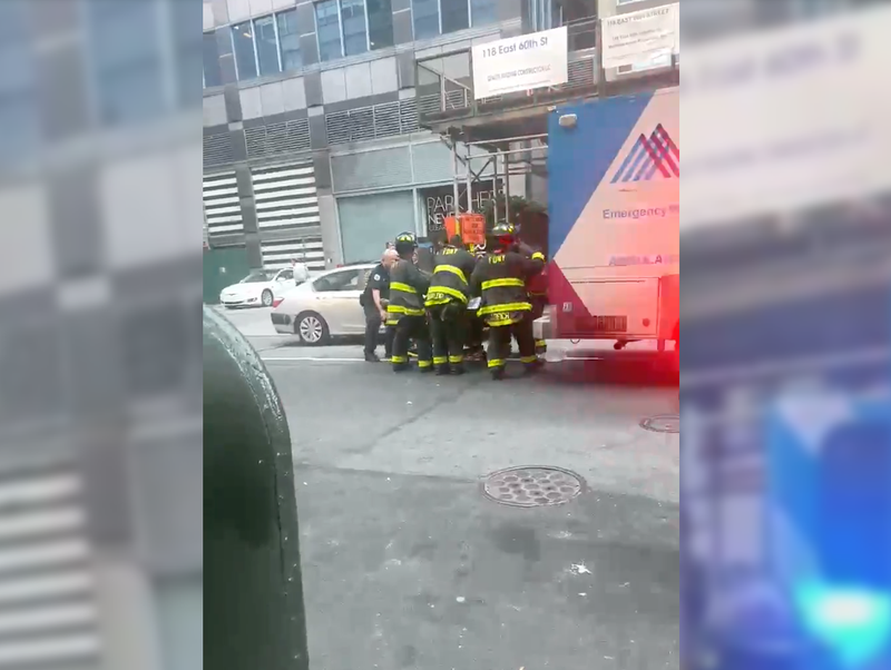 A man died after he slashed the tires of another driver, who rammed him through a cafe window on E. 60th Street, police said