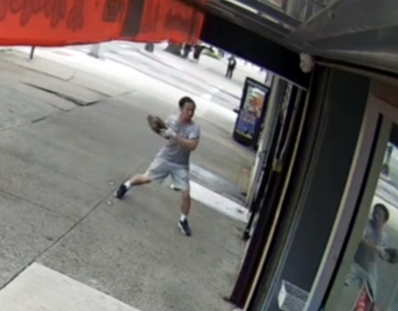 State Sen. Iwen Chu posted a security camera image of the attack on Twitter.