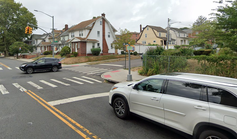 The intersection of 164th Street and Chapin Parkway, where a man riding an e-bike was fatally hit by a car.