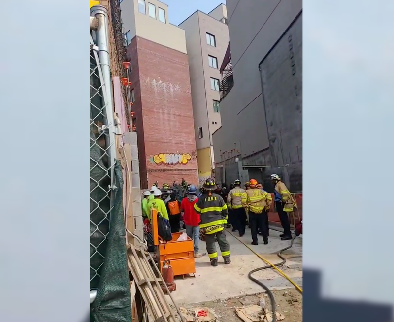 Dozens of firefighters responded to the scene at 659 Flushing Ave. in Williamsburg