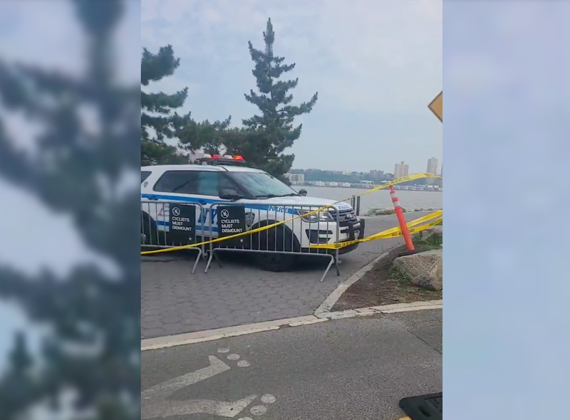 Police blocked off the bike path at W. 59th Street on Thursday morning after the pre-dawn attack