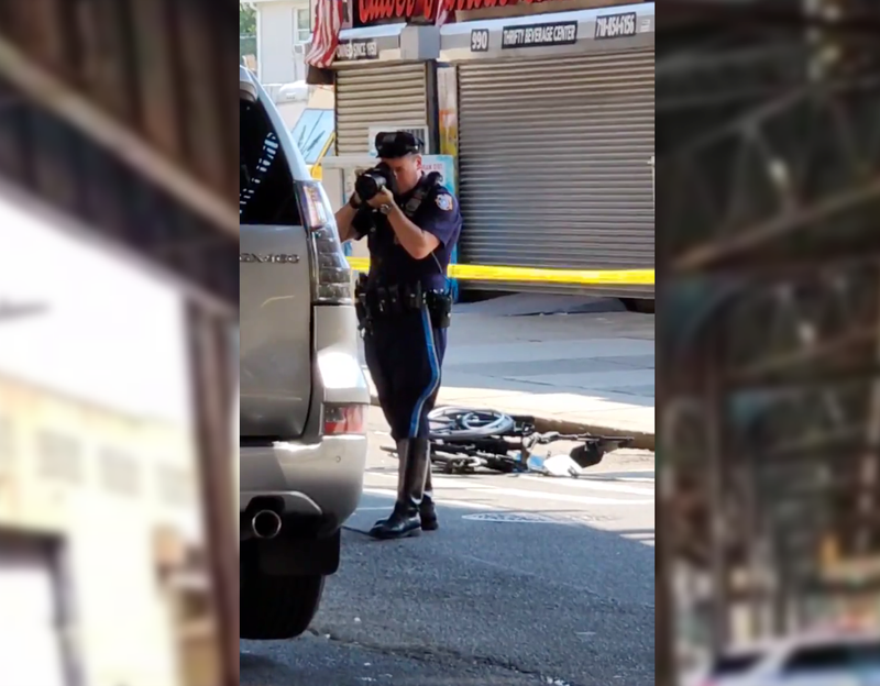 The wheelchair was seen lying on the street near the SUV as police investigated