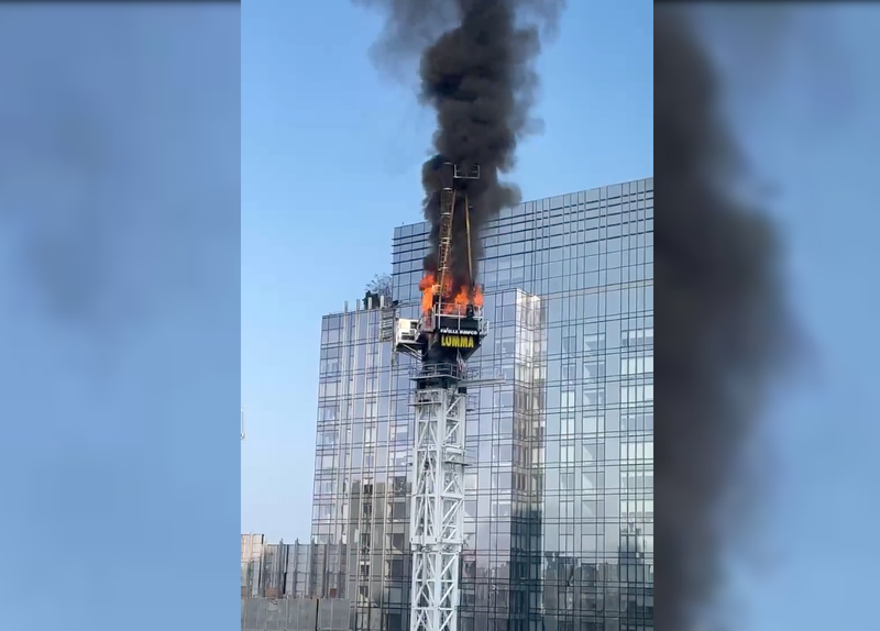 Smoke and flames were pouring out of the crane at W. 41st Street and 10th Avenue