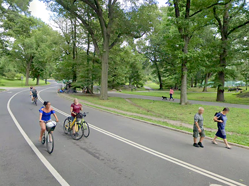 The woman was attacked as she biked with her daughter on a bike path at West 96th Street and West Drive