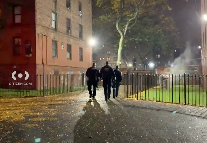 Police investigated on a rainy Sunday night