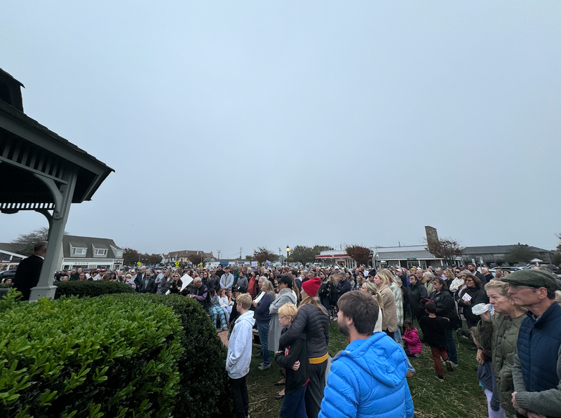 Montauk residents rallied in support of Jewish community members on Monday, just hours after the graffiti was discovered