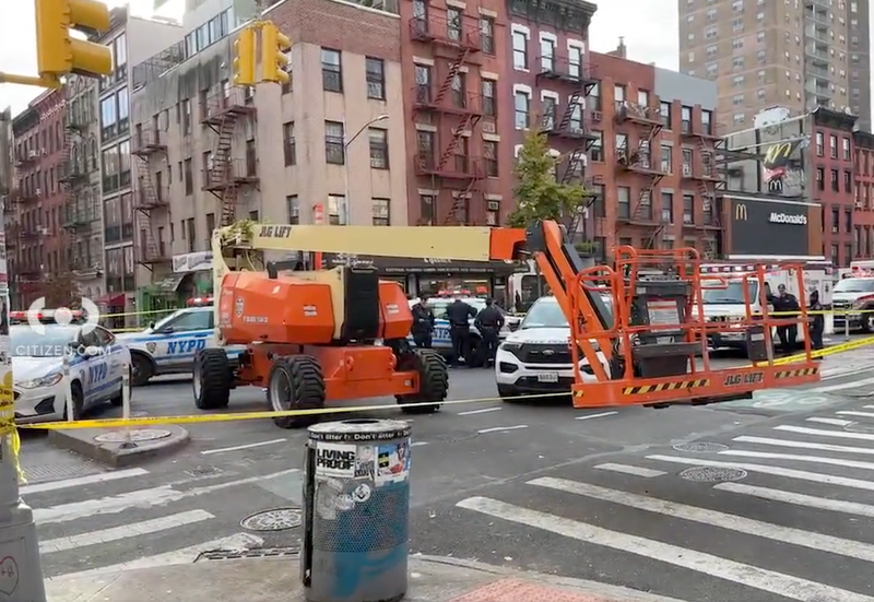 The worker was struck at the intersection of East 7th Street and First Avenue around 8:30 a.m. Friday, police said
