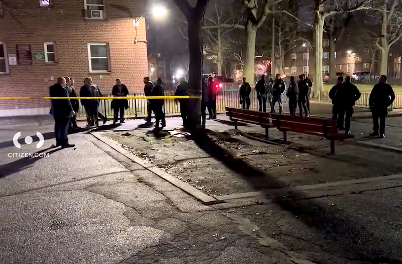 Police at the scene of the shooting on Wednesday evening