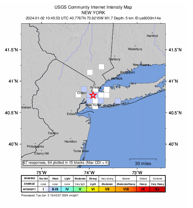 A map shows reports across the New York City area