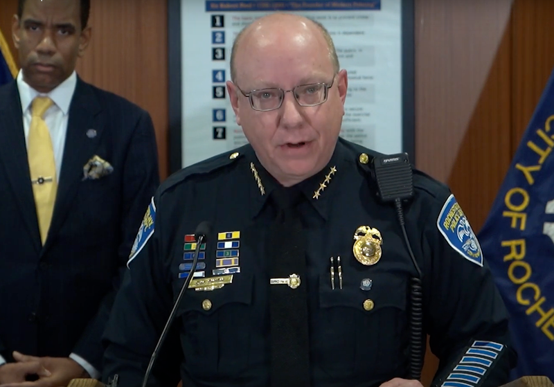 Rochester Police Chief David Smith is seen at a news conference on the crash