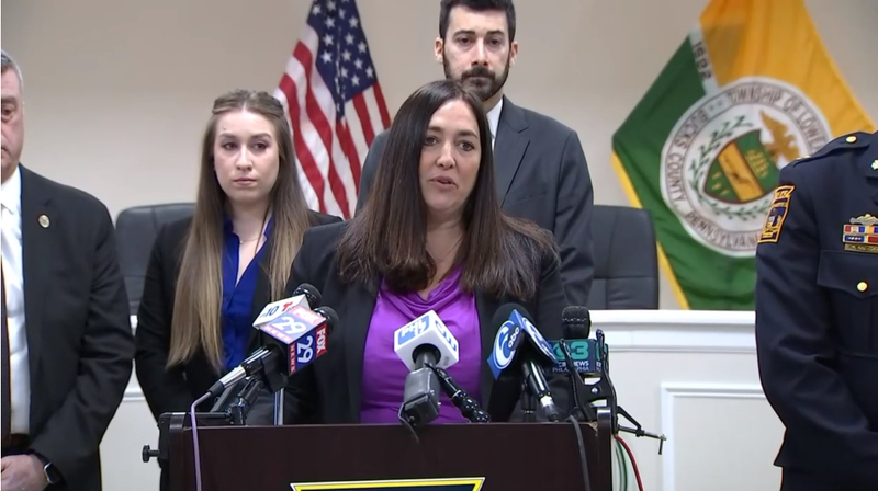 Bucks County District Attorney Jenn Schorn says Trevor Weigel, 23, stabbed Jaden Battista, 19, to death outside her home in Yardley. Weigel was arrested and charged.