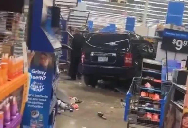 Vehicle inside Canton Walmart after crash