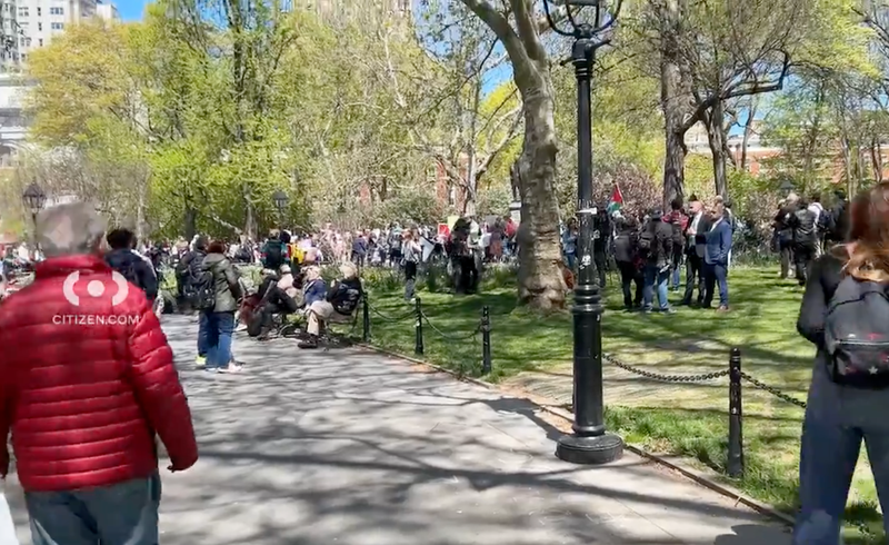 Protesters were gathering at Washington Square Park on Tuesday afternoon