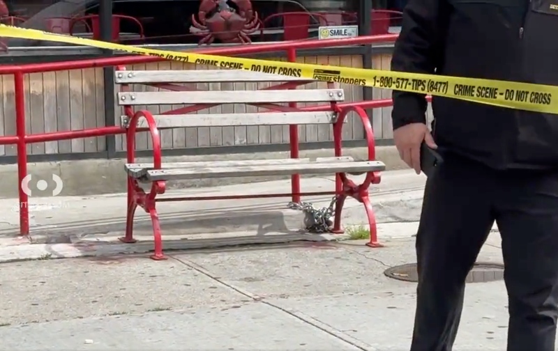 A man sitting on a bench was shot in the face in Harlem on Monday afternoon
