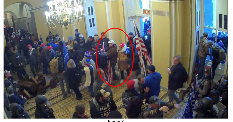 As can be seen on U.S. Capitol security camera, at around 3:12 p.m., Carol Moore and Kevin Moore allegedly entered the U.S. Capitol building through the Senate Wing Door.