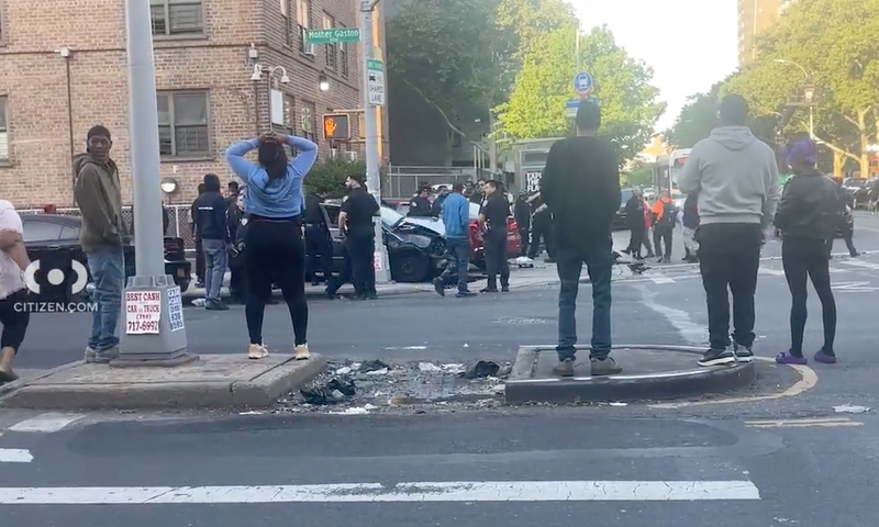The impact sent debris all over the intersection