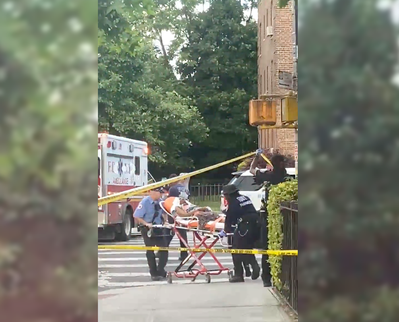 The victim was struck as she sat on a street corner