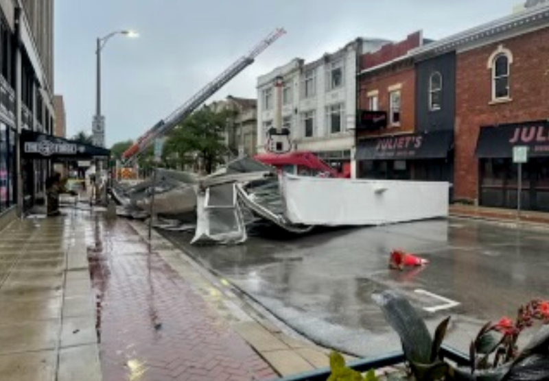 The city of Joliet shared a photo showing damage following Sunday's storms.