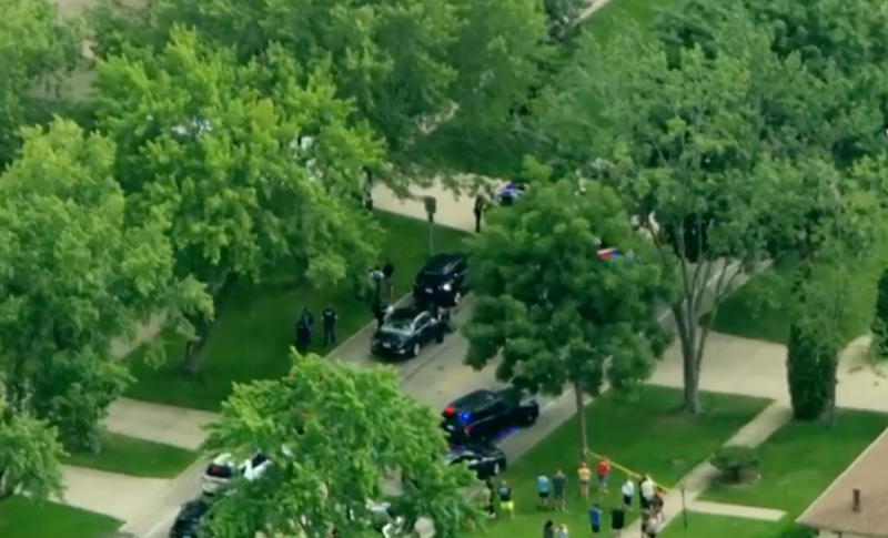 An aerial view of the scene on Schaumburg's South Braintree Drive, where police on Wednesday responded to a shooting that led to a barricade situation.
