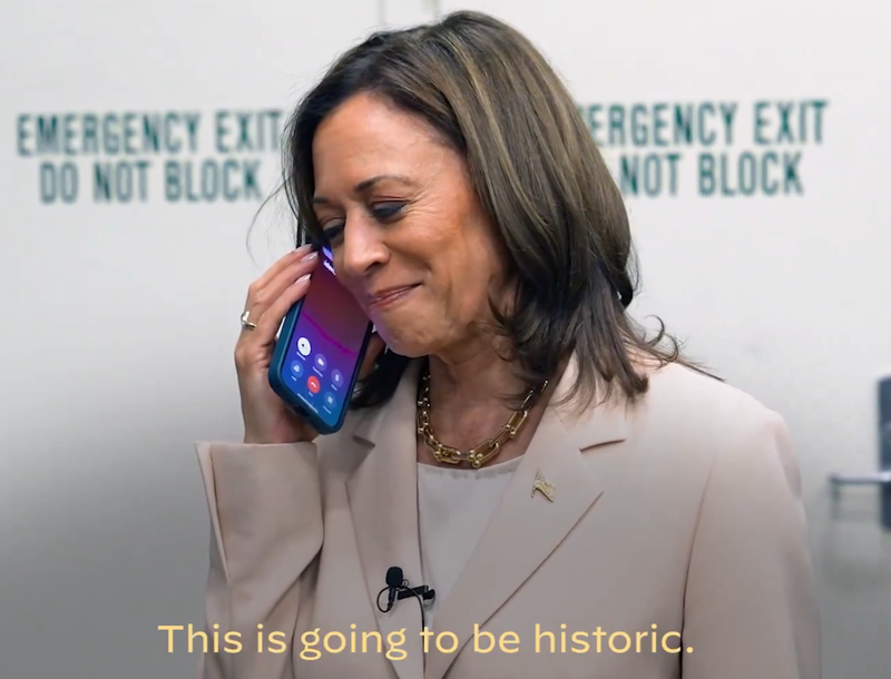 The endorsement was announced Friday morning in a video showing Harris accepting a joint phone call from the former first couple