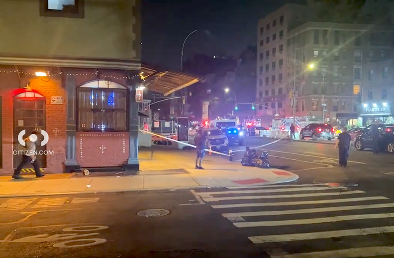 Police respond to the stabbing on the Bowery around 11 p.m. Sunday