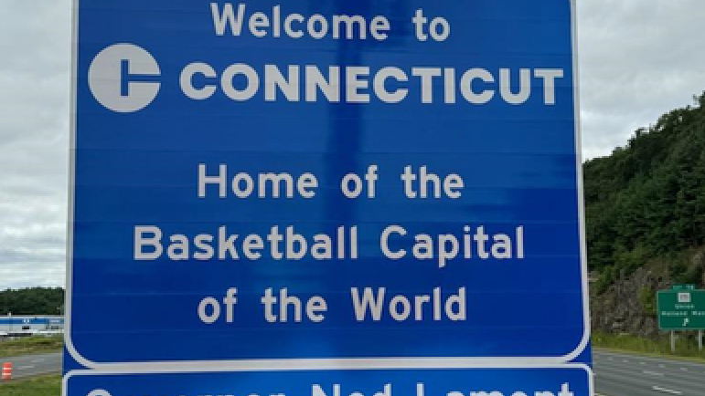 New CT welcome signs start basketball war with MA