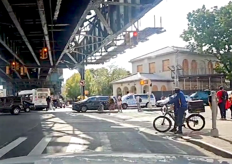 Police were spotted near the scene of the stabbing in the Bronx on Monday afternoon