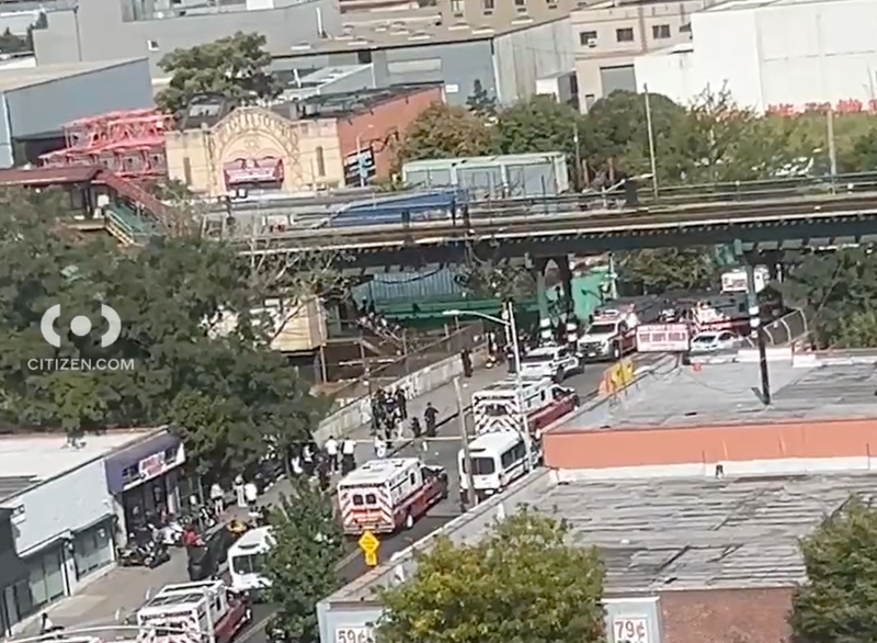 The shooting happened a little after 3 p.m. when two officers followed a man up the Sutter Avenue station steps to an elevated platform