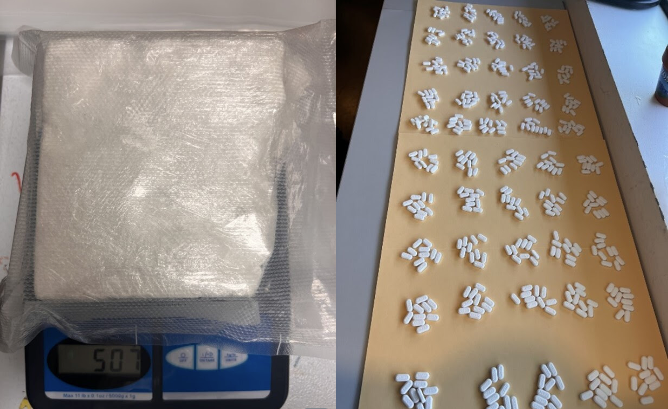 Cocaine and counterfeit oxycodone pills containing fentanyl seized as a result of an investigation by the New York Attorney General's Office. 