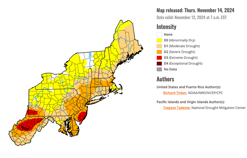 New York City and a swath of the Tri-State are now under a "Severe Drought," according to the U.S. Drought Monitor
