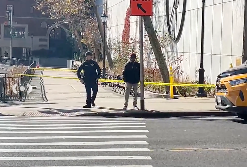 An area is cordoned off by police after a woman was stabbed in Tutor City