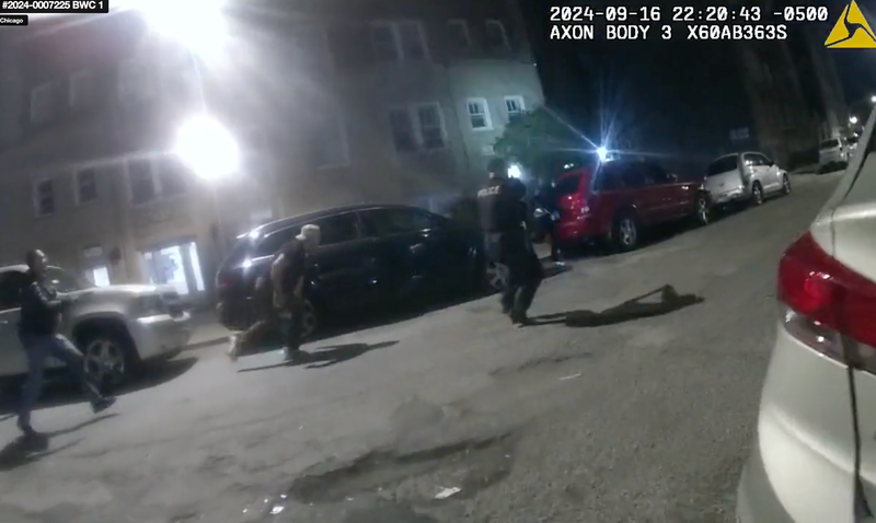 A still taken from recently released body-worn camera footage, which shows what led up to Chicago police officers shooting at a man during a September arrest on the city's South Side.