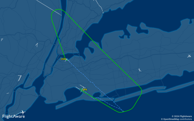The plane made an emergency landing at JFK minutes after takeoff from LGA